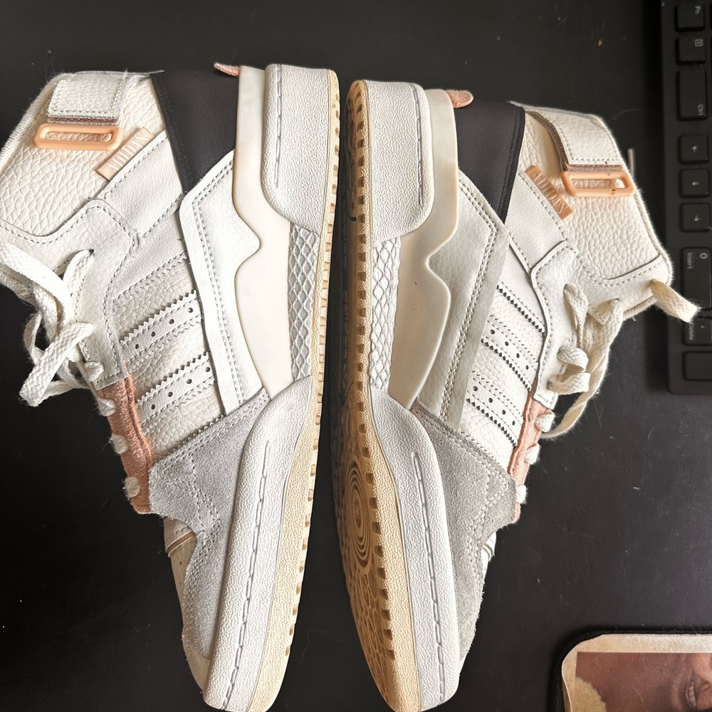 Adidas White and Peach High-Tops